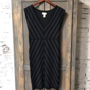 Max Studio M.S.S.P Black Grey Chevron Bodcon Dress